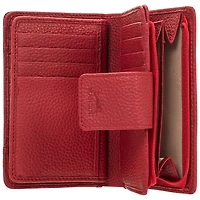 Pochette-portefeuille RFID en cuir véritable à deux volets et 17 fentes Pebble de Mancini - Rouge