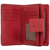 Pochette-portefeuille RFID en cuir véritable à deux volets et 17 fentes Pebble de Mancini - Rouge