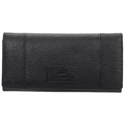 Pochette-portefeuille RFID à trois volets en cuir véritable Pebble de Mancini - Noir
