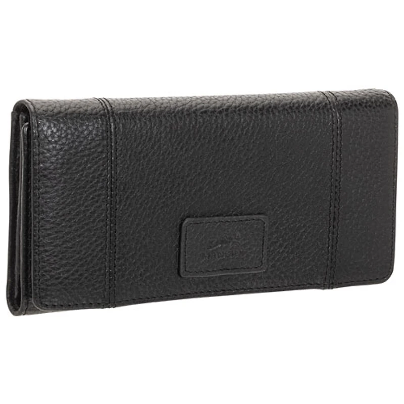 Pochette-portefeuille RFID à trois volets en cuir véritable Pebble de Mancini - Noir