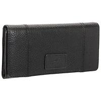 Pochette-portefeuille RFID à trois volets en cuir véritable Pebble de Mancini - Noir