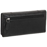 Pochette-portefeuille RFID à trois volets en cuir véritable Pebble de Mancini - Noir