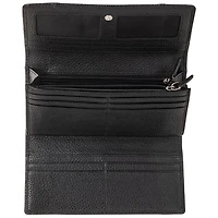 Pochette-portefeuille RFID à trois volets en cuir véritable Pebble de Mancini - Noir