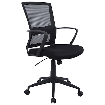 Fauteuil de bureau en tissu maillé/en tissu à dossier mi-hauteur de TygerClaw - Noir