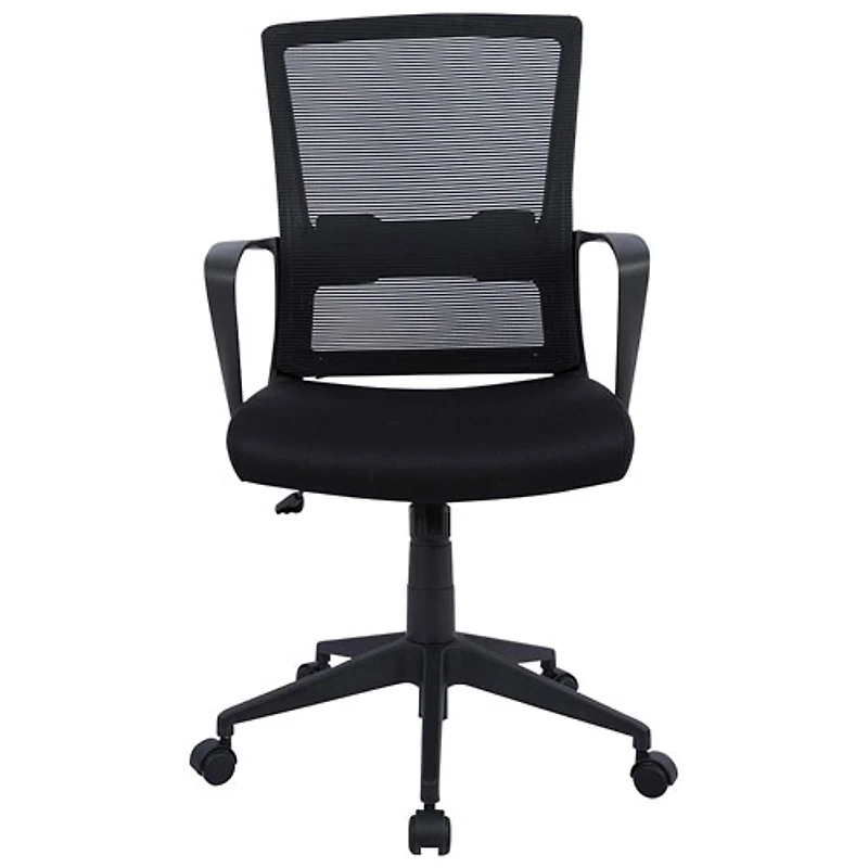 Fauteuil de bureau en tissu maillé/en tissu à dossier mi-hauteur de TygerClaw - Noir