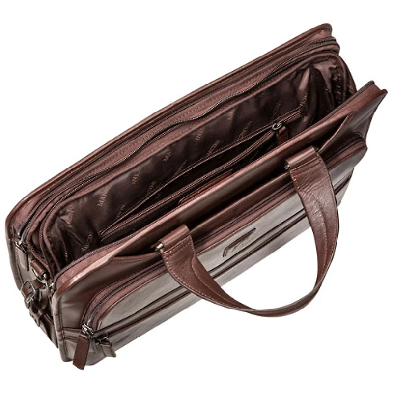 Mallette pour portable à trois compartiments Milan de Mancini de 15,6 po - Brun