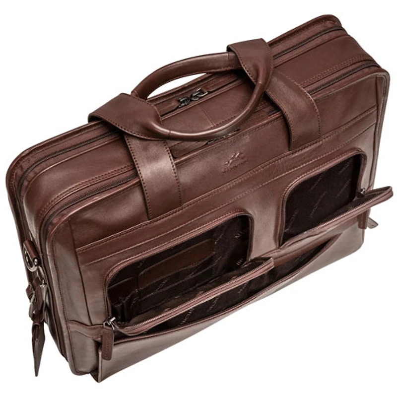 Mancini Milan 15.6" 2-Compartment Laptop Briefcase Bag - Brown
