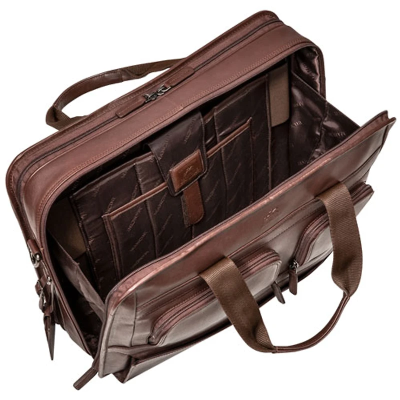 Mancini Milan 15.6" 2-Compartment Laptop Briefcase Bag - Brown