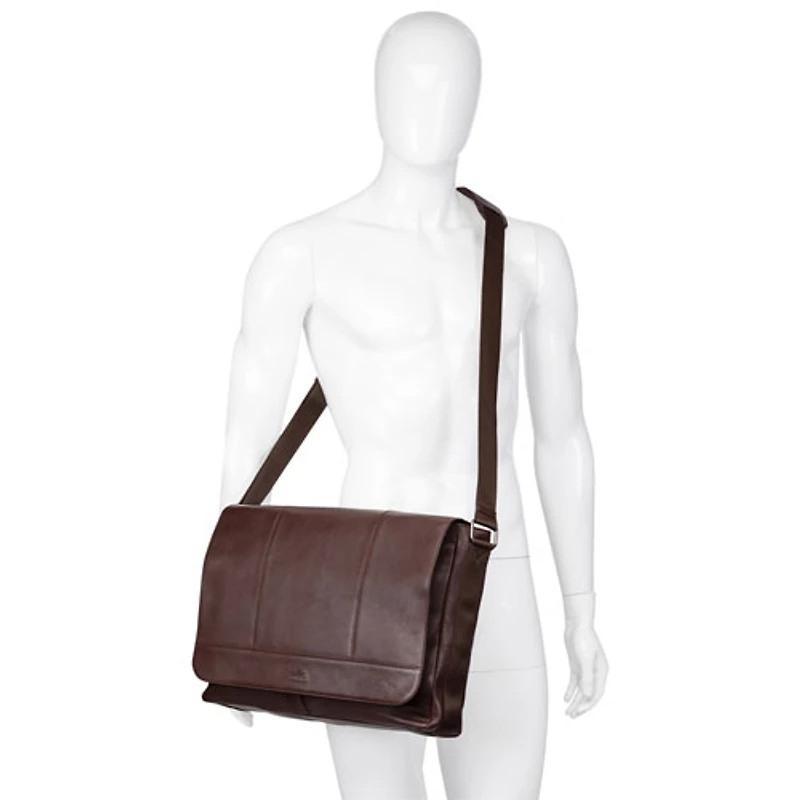 Mancini Milan 15" Laptop Messenger Bag - Brown