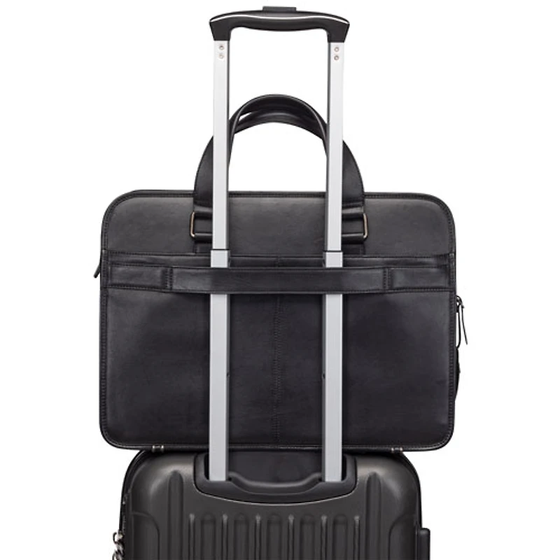 Mancini Milan 15.6" 3-Compartment Laptop Briefcase Bag - Black