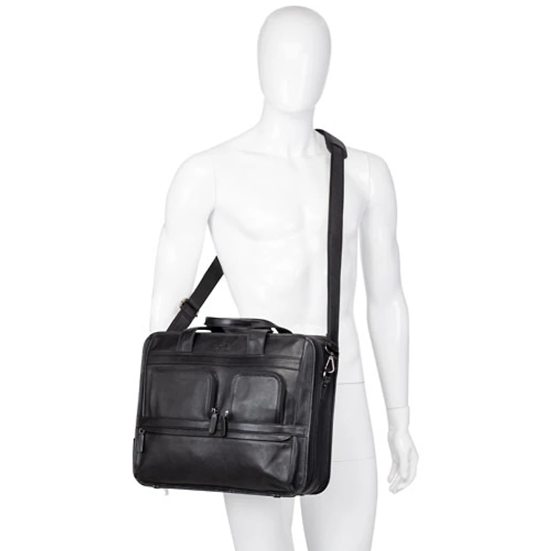 Mallette pour portable à 2 compartiments Milan de Mancini de 15,6 po - Noir