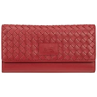 Pochette-portefeuille RFID à trois volets en cuir véritable Motif tressé de Mancini