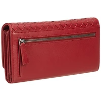Pochette-portefeuille RFID à trois volets en cuir véritable Motif tressé de Mancini
