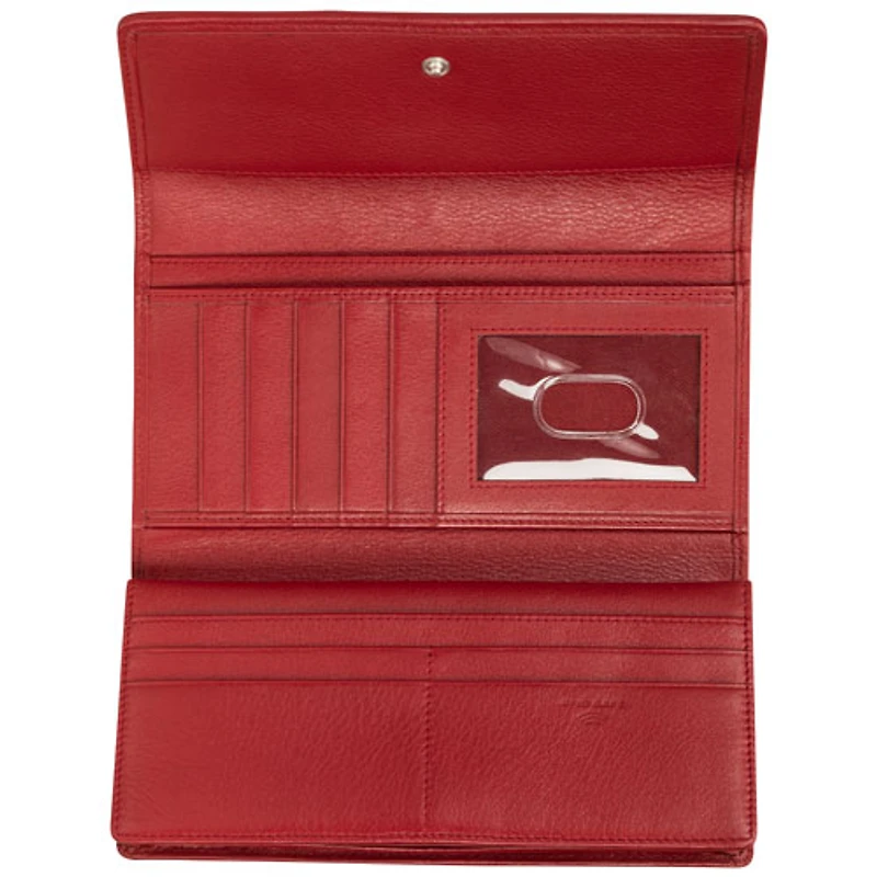 Pochette-portefeuille RFID à trois volets en cuir véritable Motif tressé de Mancini