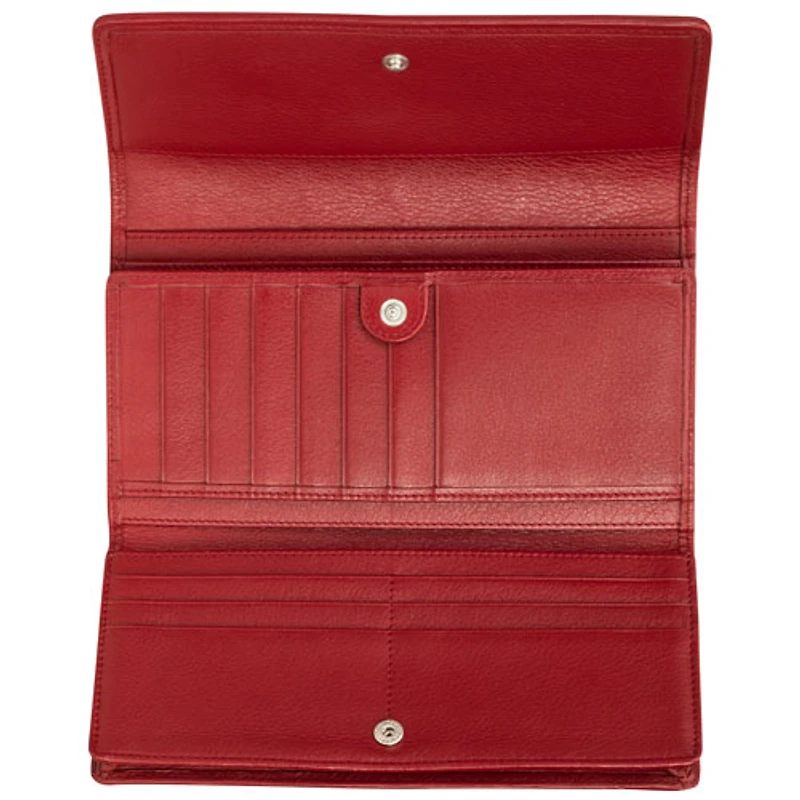 Pochette-portefeuille RFID à trois volets en cuir véritable Motif tressé de Mancini
