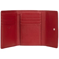 Pochette-portefeuille RFID à trois volets et huit fentes en cuir véritable Motif tressé de Mancini - Rouge