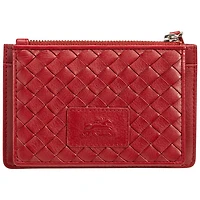Étui pour cartes de crédit RFID à sept fentes en cuir véritable Motif tressé de Mancini - Rouge
