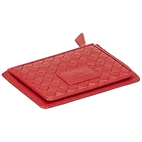 Étui pour cartes de crédit RFID à sept fentes en cuir véritable Motif tressé de Mancini - Rouge