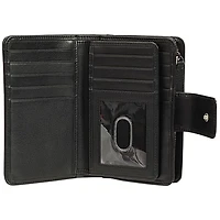 Pochette-portefeuille RFID à deux volets en cuir véritable Motif tressé de Mancini - Noir