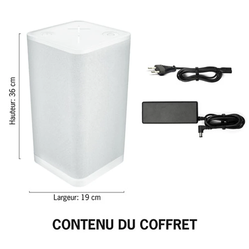 Haut-parleur de fête sans fil Bluetooth à l'épreuve des éclaboussures HYPERBOOM d'Ultimate Ears - Blanc