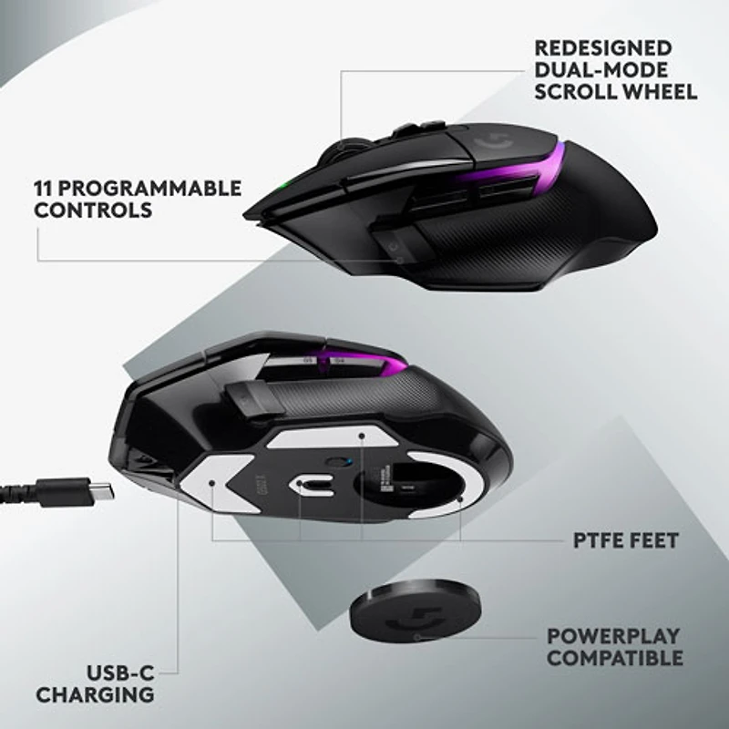 Logitech G502 X PLUS 25000 DPI Wireless Optical Gaming Mouse - Black