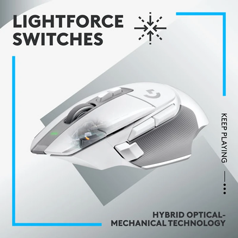 Souris de jeu optique sans fil de 25 000 ppp G502 X LIGHTSPEED de Logitech - Blanc
