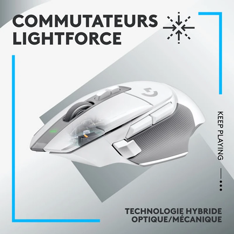 Souris de jeu optique sans fil de 25 000 ppp G502 X LIGHTSPEED de Logitech - Blanc