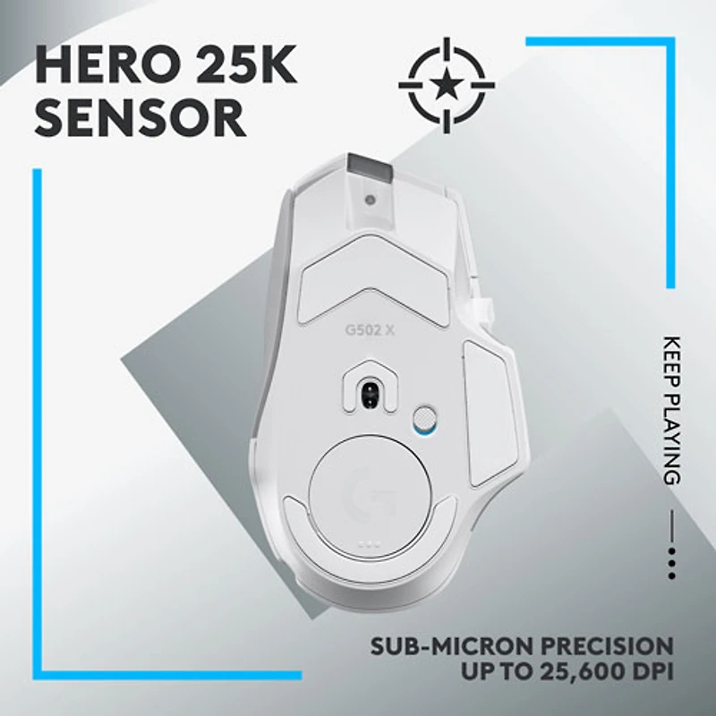 Souris de jeu optique sans fil de 25 000 ppp G502 X LIGHTSPEED de Logitech - Blanc