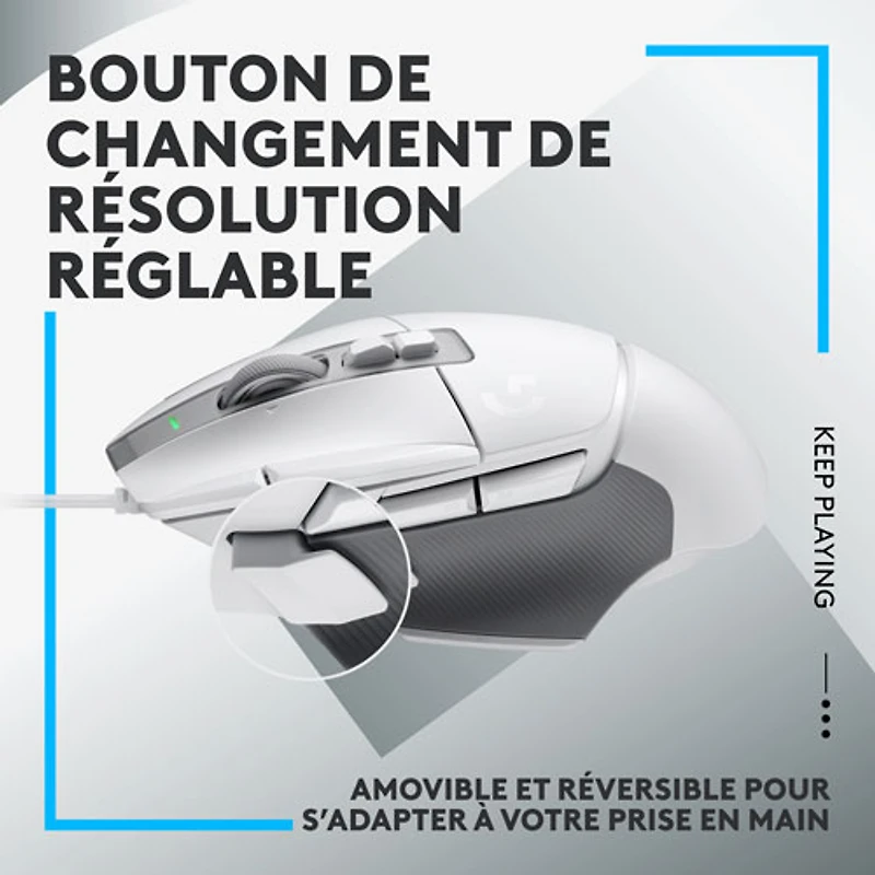 Souris de jeu optique de 25 000 ppp G502 X de Logitech - Blanc