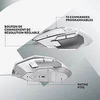 Souris de jeu optique de 25 000 ppp G502 X de Logitech - Blanc