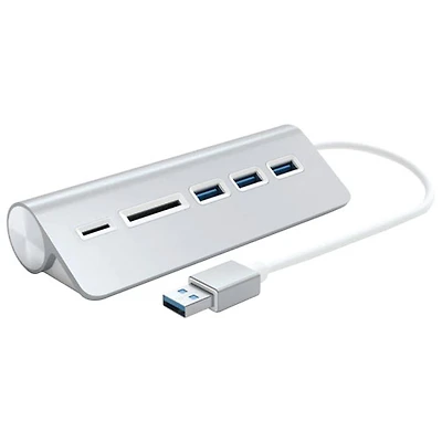 Concentrateur USB 3.0 à 3 ports avec lecteur de cartes de Satechi (ST-3HCRS) - Aluminium