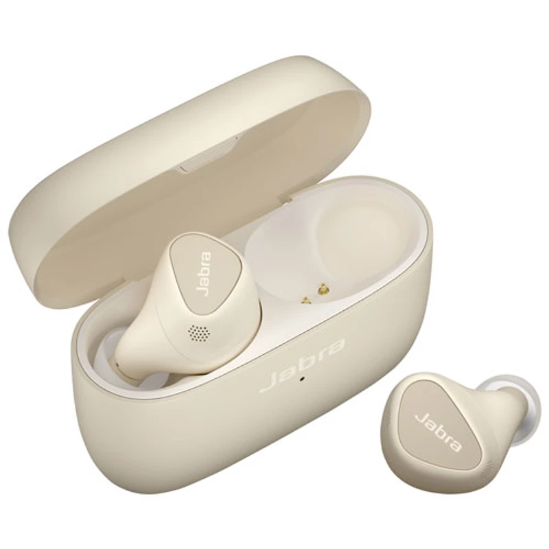 Écouteurs boutons 100 % sans fil à suppression du bruit Elite 5 de Jabra - Beige doré