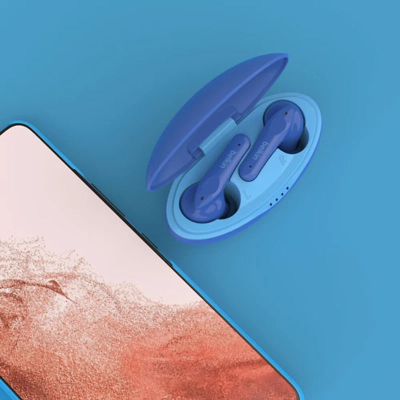 Écouteurs boutons 100 % sans fil à isolation sonore pour enfants SoundForm Nano de Belkin - Bleu