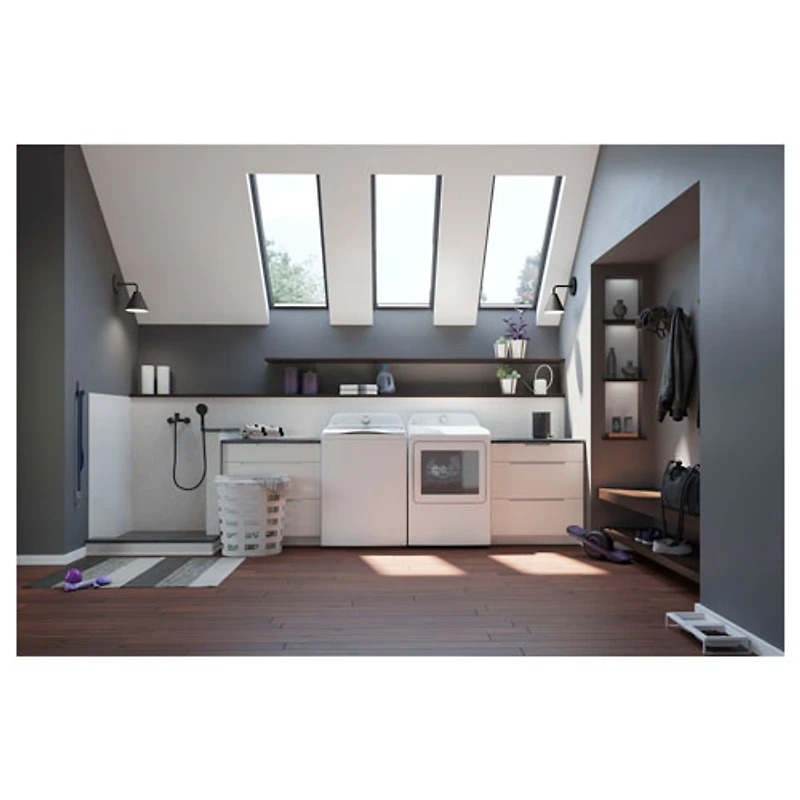 Sécheuse à gaz de 7,4 pi³ Profile de GE (PTD60GBSRWS) - Blanc