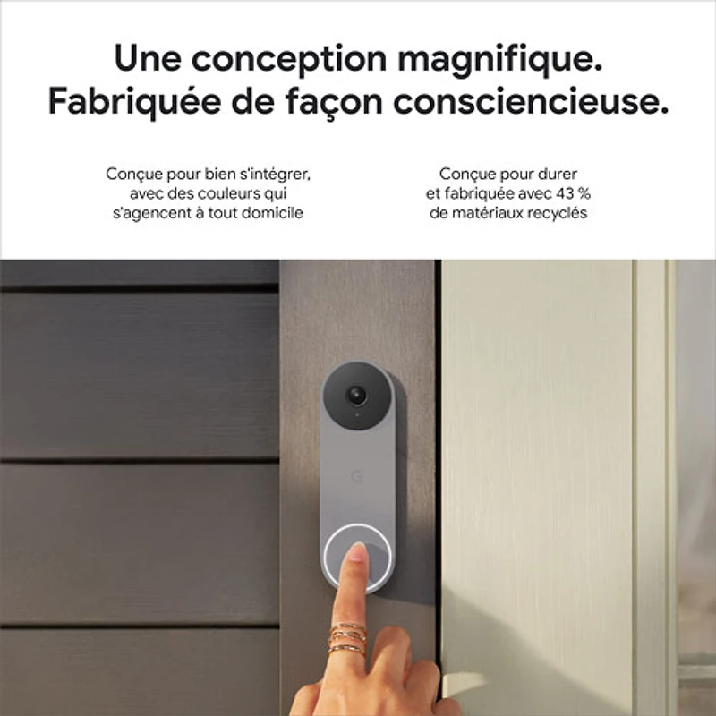 Sonnette vidéo Wi-Fi (avec fil) Google Nest (2e génération) - Cendré