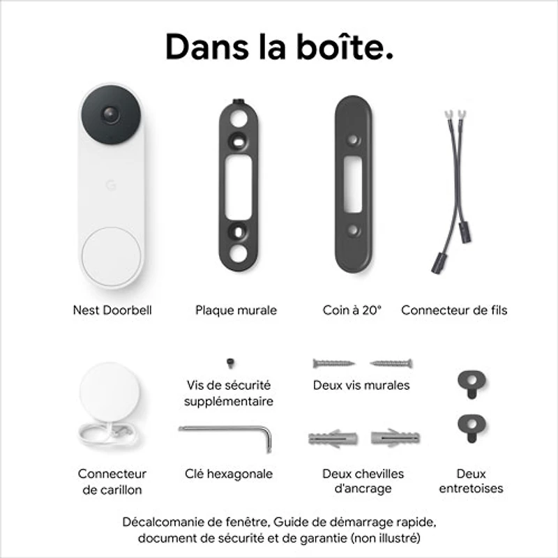 Sonnette vidéo Wi-Fi (avec fil) Google Nest (2e génération) - Cendré
