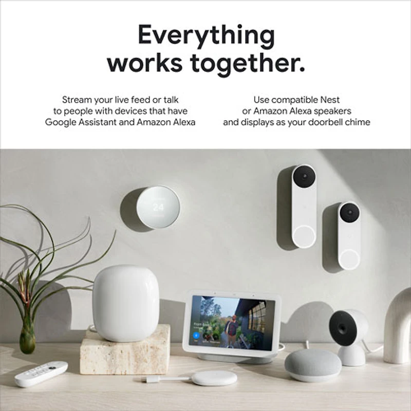 Sonnette vidéo Wi-Fi (avec fil) Google Nest (2e génération) - Cendré