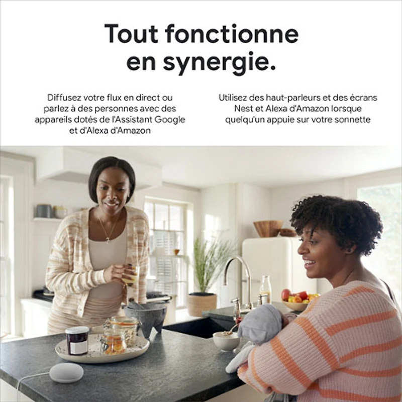 Sonnette vidéo Wi-Fi (avec fil) Google Nest (2e génération) - Cendré