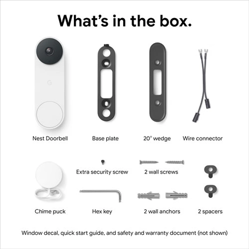 Google Nest (Wired) Wi-Fi Video Doorbell (2nd Gen) - Snow