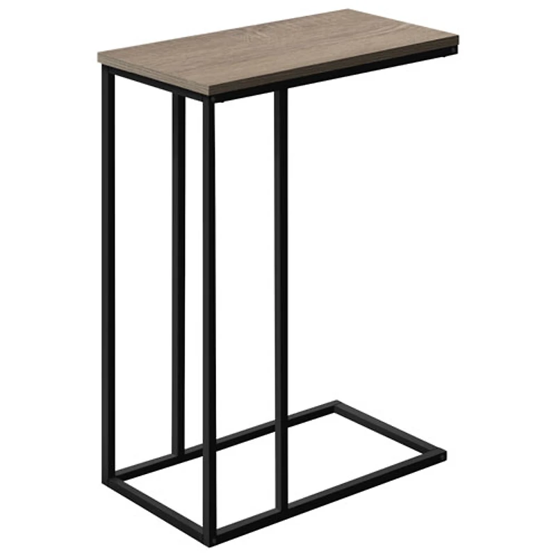 Table d'appoint rectangulaire contemporaine avec tablette en C de Monarch - Taupe foncé