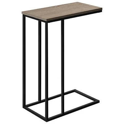 Table d'appoint rectangulaire contemporaine avec tablette en C de Monarch - Taupe foncé