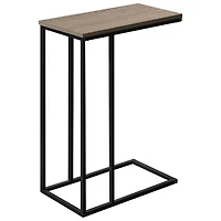 Table d'appoint rectangulaire contemporaine avec tablette en C de Monarch - Taupe foncé
