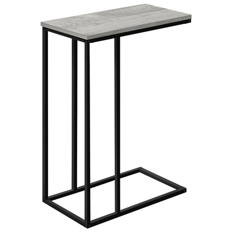 Table d'appoint rectangulaire contemporaine avec tablette en C de Monarch - Gris