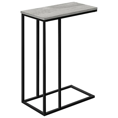 Table d'appoint rectangulaire contemporaine avec tablette en C de Monarch - Gris