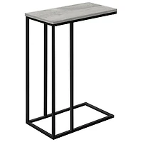 Table d'appoint rectangulaire contemporaine avec tablette en C de Monarch - Gris