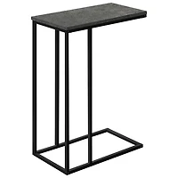 Table d'appoint rectangulaire contemporaine avec tablette en C de Monarch - Aspect de pierre grise