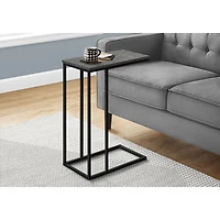 Table d'appoint rectangulaire contemporaine avec tablette en C de Monarch - Aspect de pierre grise