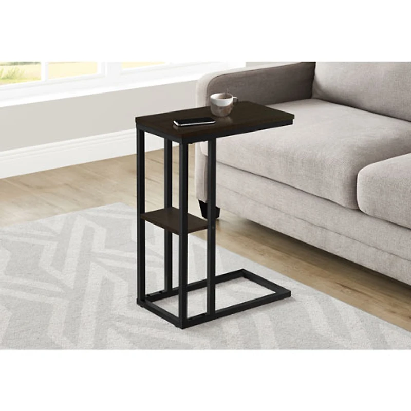 Table d'appoint rectangulaire contemporaine à 2 tablettes de Monarch - Expresso/Noir