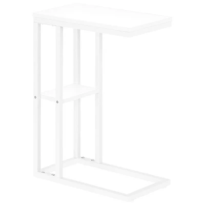 Table d'appoint rectangulaire contemporaine à 2 tablettes de Monarch - Blanc/Blanc