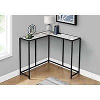 Monarch Contemporary L-Shape Console Table - White Marble-Look
